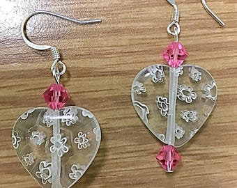 Lampwork heart earrings