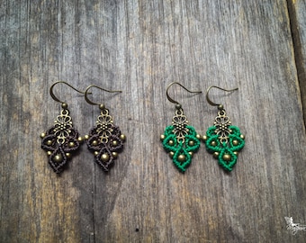Macramé boho earrings small macrame boho jewelry bohemian wear gypsy by Creations Mariposa
