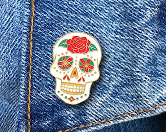 Sugar Skull Enamel Pin, Hard Enamel Pin, Day of the Dead, Jewelry, Art, Gift (PIN50)