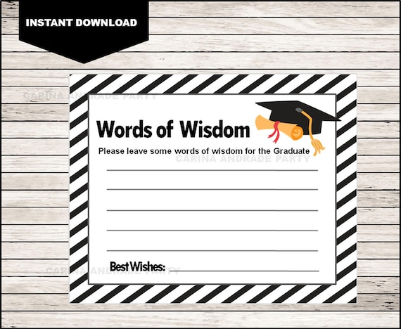 Graduation Words of Wisdom Cards DIY Printable Advice for