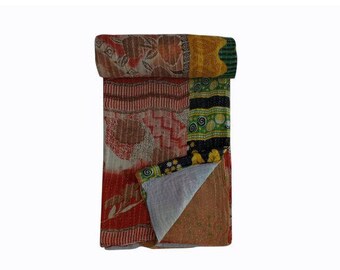 Vintage kantha throw, Handmade Kantha quilt, Boho blanket