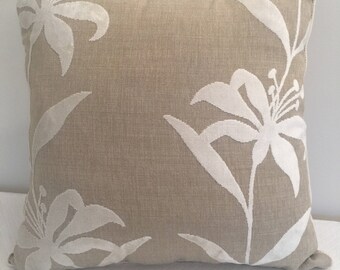Harlequin fabric, linen and velvet pillow