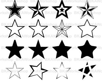 Star svg - Star vector - Star silhouette - Star bundle - Star digital clipart for Design or more, files download svg, png, dxf