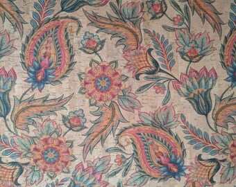 Natural Cork Fabric - Paisley Floral