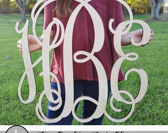 Unpainted Wooden Monogram Wall Hanging - Wall Monogram - Furniture Accessories - Wall Accessories - Monogram Accessories - Home Decor ,