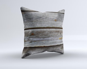 The Aged Wood Planks ink-Fuzed Decorative Throw Pillow
