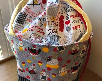 Sweater Project Bag, Sweater Bucket, Extra Large Knitting Bag, Yarn Storage Tote, Extra Large Drawstring Bag, Blanket Project Bag, Huge bag,