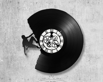 Vinyl 33 clock turns climbing theme
