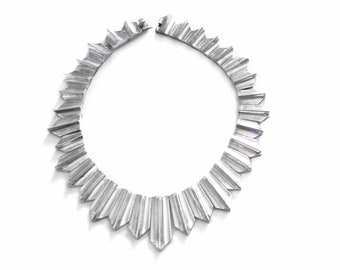 Antonio Pineda Zig Zag Necklace - MCM Taxco Mexico - Mexican 970 Sterling Silver - Vintage Modernist - 500 grams - Hallmarked Pineda