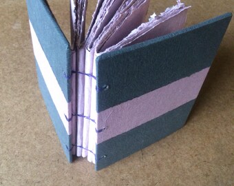 Black and purple journal, handmade paper journal, sketch book, travel journal, guest book, recycled paper, homemade paper, textured paper