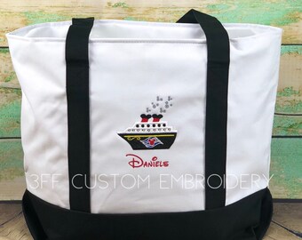 OVERSIZED Disney Cruise Inspired Boat Tote, Zippered Beach Tote, Vacation Bag