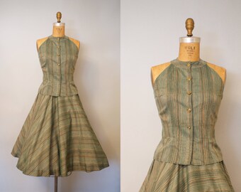 Raissa Masket Skirt and Blouse Set / 1950s Dress