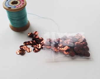 bronze shiny 6mm cup sequins vintage sewing pre-war 2 gram bag