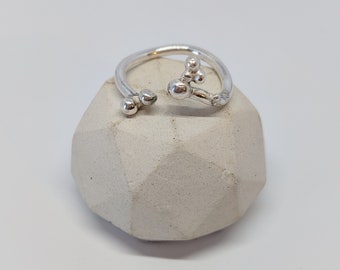 Sterling silver stacking dot ring, DNA ring, adjustable stacked ring