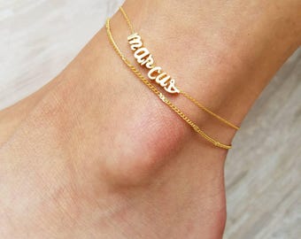Name Anklet Gold, Personalized Anklet Bracelet, Custom Anklet, Letter Anklet, Anklets for Women, Rose Gold Anklet Silver Anklet Body Jewelry