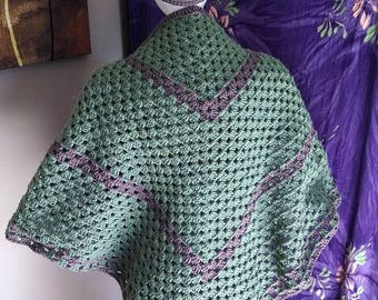 Mint Chocolate Granny Shawl and Cap