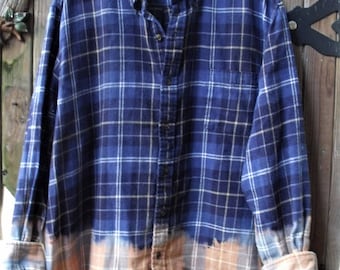 Half Full Flannels/ Funky Flannel Shirt/ Altered Flannels/ Farmhouse Chic/ Chic and Shabby/ Size 2X Flannels/ Shabbyfab Funwear