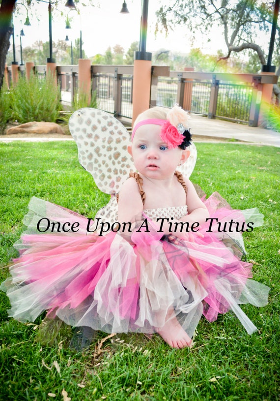 Cheetah Butterfly Tutu Dress Animal Print Brown Black Photo