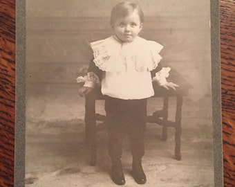 Antique Cabinet Card of Little Boy Illinois c. 1900