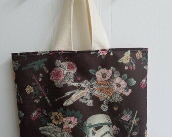 Gift - for - her - star - wars - storm - trooper - clone - trooper - lightsaber - floral - millenium - falcon - lined - bag - purse - tote