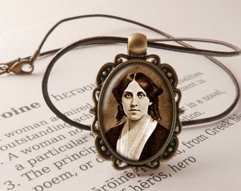 Louisa May Alcott Pendant Necklace - Little Women Jewelry, Literary Necklace, Poetry Pendant, Louisa May Alcott Jewellery