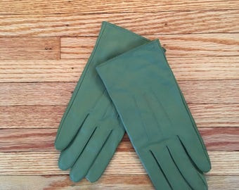 90's Olive Green Leather Gloves m/l