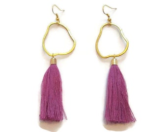 Simple Tassel Earrings - Simple Gold Earrings - Gold Tassel Earrings - Simple Boho Earrings - Gold Boho Earrings - Long Simple Earrings