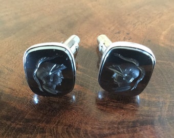 Silver 925 cuff links with roman soldier decoration