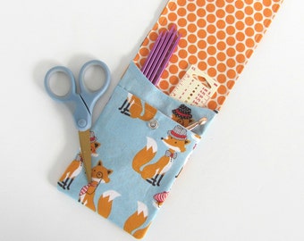 Knitting Needle Case, 8.5 inch Crochet hooks Storage Case Mr. Fox Pencil case