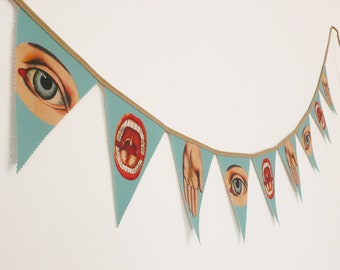 Bunting Eyes and Hands. Banners. Fabric Bunting. Illuminati. The Eye of Providence