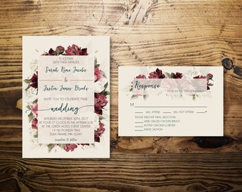 Enchanted Floral Wedding Invitation w/ RSVP
