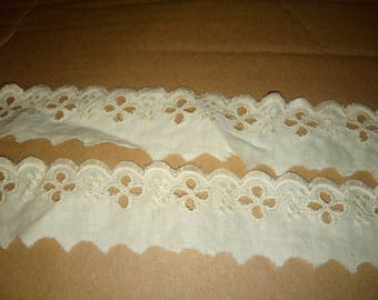 2 m of lace 100% cotton beige/ecru 3.5 cm collar