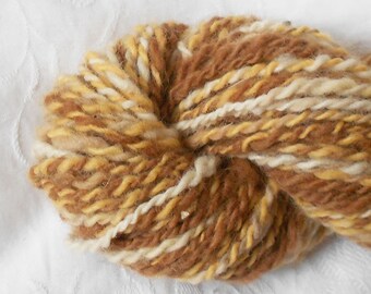 Gold/brown/white Handspun Yarn