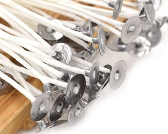 25 pcs 6in candle wicks, pre-tabbed, pre-waxed cotton core Z69
