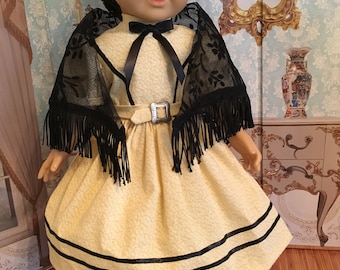 American Girl Historical Victorian 1850's Dress with Shawl and Snood