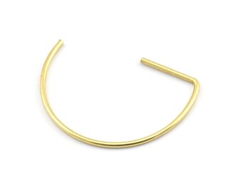 Brass Earring Wires, 24 Raw Brass D Shape Earring Wires (22x16x0.8mm) E109