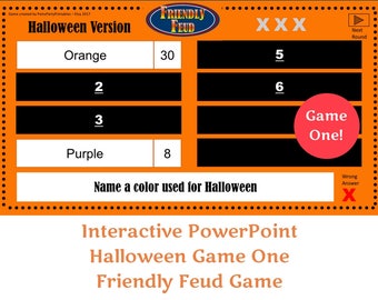 halloween friendly feud game one family feud interactive powerpoint game classroom girl scouts youth group family friendly