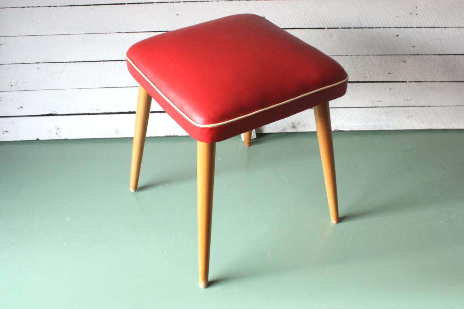 Vintage Hocker eckiger Beistellhocker Stuhl alter