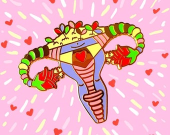 Feminism - Hard Enamel Pin, Feminist Lapel Pin, Uterus, Girl power