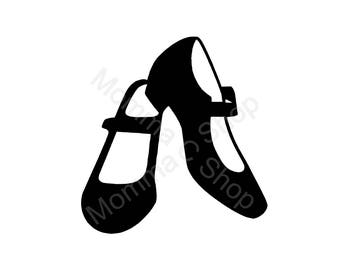 Dance Shoes Instant Digital Download One Color File Cuttable **