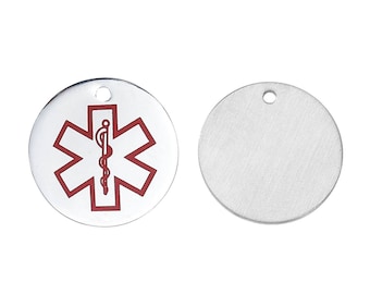 x 1 medal charm pendant 20 mm steel health.