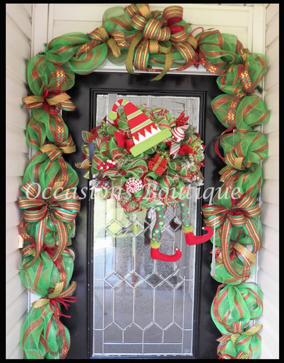 Pre-Order Christmas Elf Wreath with Matching Garland Elf