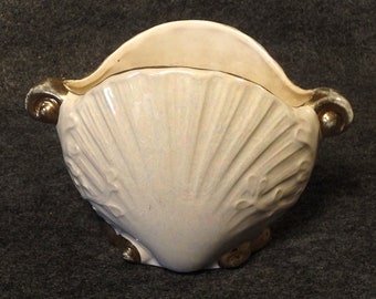 Ceramic Shell Planter Iridescent Glazed - Vintage Decorative