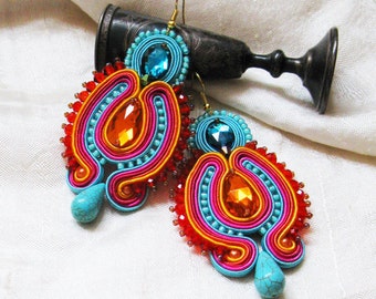 Colorful Earrings Dangle Earrings Soutache Jewelry