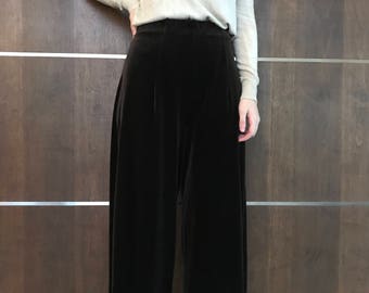 High Waisted Brown Velvet Flare Pant