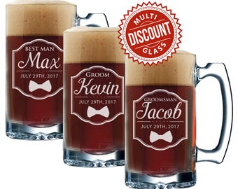 Monogrammed Beer Mugs, Wedding Party Beer Mugs, Beer Gift, Groomsmen Beer Gift, Beer Gift for Groomsmen, Beer Mug Personalized, 12 oz