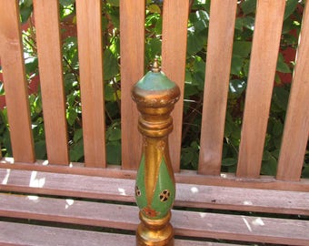 Pepper Florentine art in green and gold wood