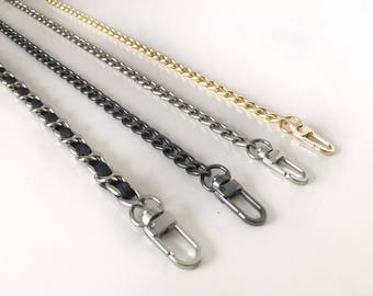 Chain Bag Strap Silver with Black Ribbon / Black (Gunmetal) / Silver / Gold