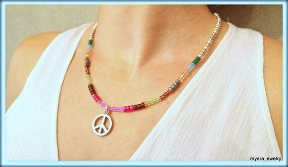 Flower Power Pendant, Womens Peace Necklace, Spiritual Necklace, CND Peace Necklace, Statement Necklace, Charm Peace Pendant