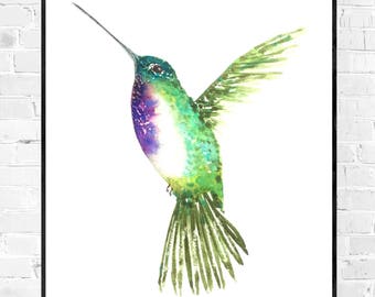 Original Hummingbird painting-bird painting-Original water color-Hummingbird watercolor-colorful art-zen water color-nature illustration-small art-